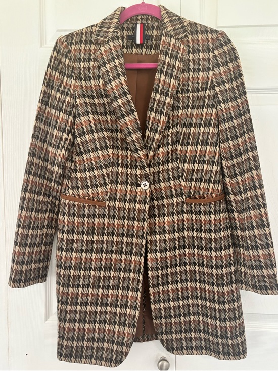 Tommy Hilfiger Jackets & Blazers - Tommy Hilfiger Houndstooth Plaid Blazer Jacket Elbow Patches Size 0 Equestrian